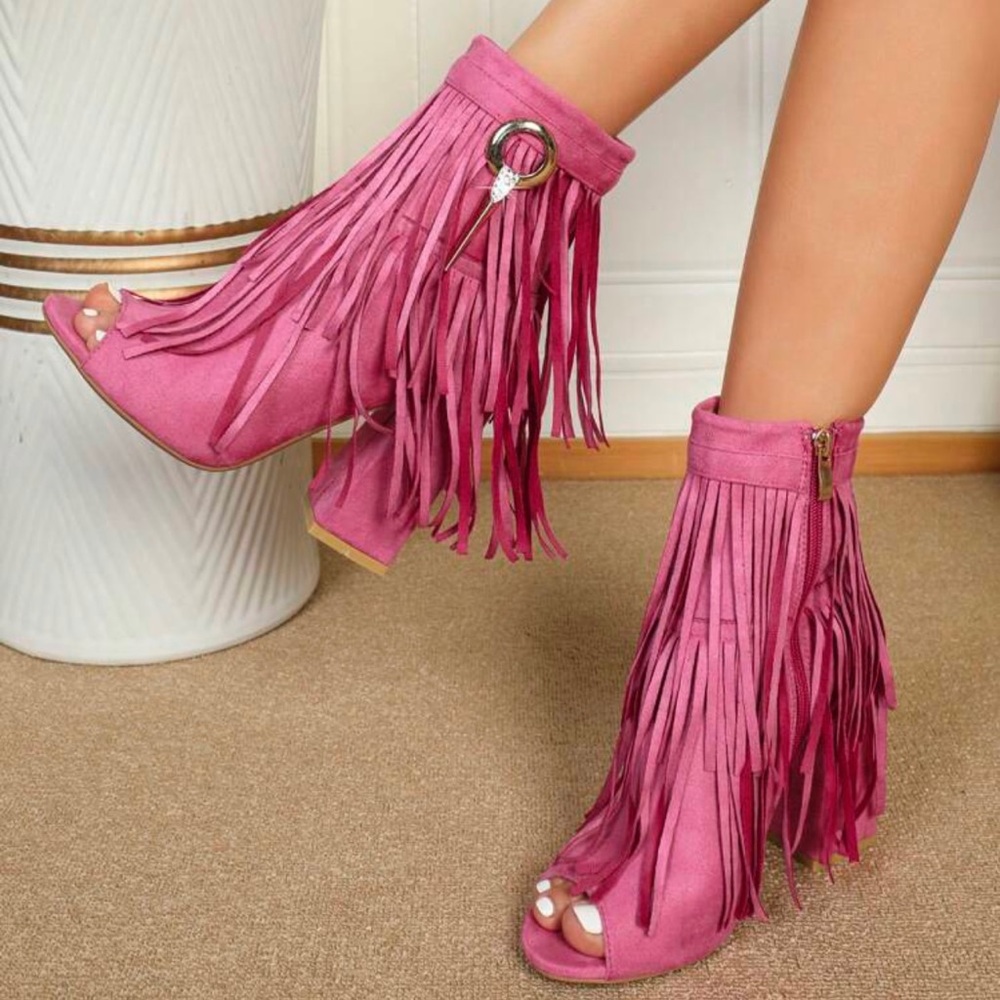 Fuschia Fringe Ankle Bootie - Picture 13 of 15